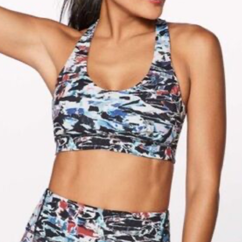 Lululemon Break Free sports bra Culture Clash Starlight Black Luxtreme size 6